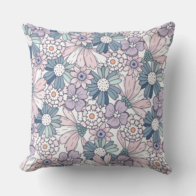 Pastell-Blumenmuster  Kissen (Vorderseite)