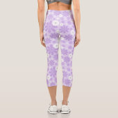 Pastell-Blumenmuster LAVendel Capri Leggings (Rückseite)