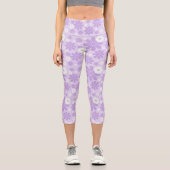 Pastell-Blumenmuster LAVendel Capri Leggings (Vorderseite)