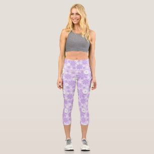 Pastell-Blumenmuster LAVendel Capri Leggings