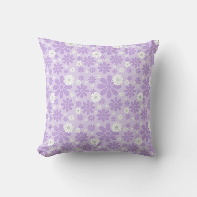Pastell-Blumenmuster LAVendel Kissen (Vorderseite)