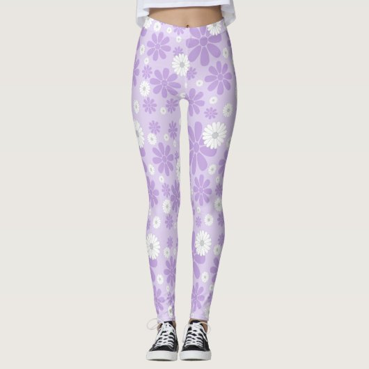 Pastell-Blumenmuster LAVendel Leggings (Vorderseite)