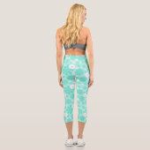 Pastell-Blumenmuster MINT Capri Leggings (Rückseite)