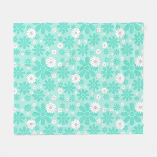Pastell-Blumenmuster MINT Fleecedecke (Vorderseite (Horizontal))
