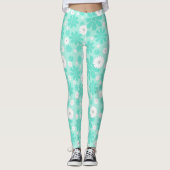 Pastell-Blumenmuster MINT Leggings (Vorderseite)