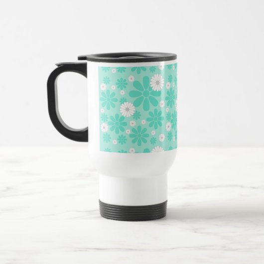 Pastell-Blumenmuster MINT Reisebecher (Links)
