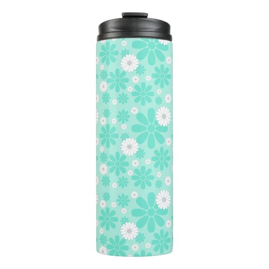 Pastell-Blumenmuster MINT Thermosbecher (Vorderseite)