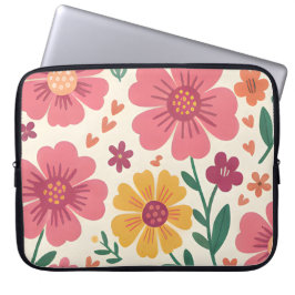 Pastell-Blumenmuster mit Charme Laptopschutzhülle