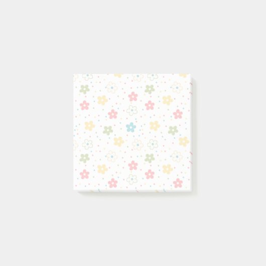 Pastell-Blumenmuster Post-it Klebezettel (Vorderseite)