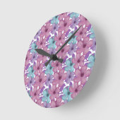 Pastell-Blumenmuster Runde Wanduhr (Winkel)