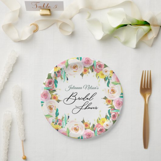 Pastell-Blumenpapier-Teller Pappteller (Hochzeit)