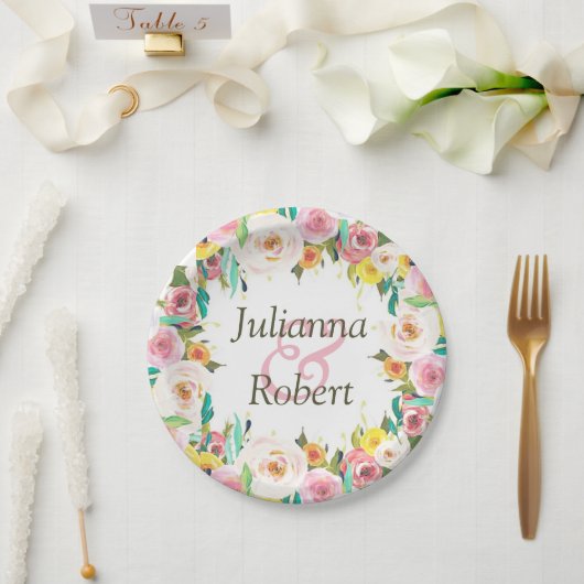 Pastell-Blumenpapier-Teller Pappteller (Hochzeit)