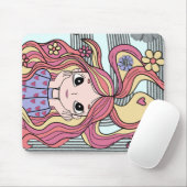 Pastell-Blumenranke-&-Herzen-Wasserfarbenillustrat Mousepad (Mit Mouse)