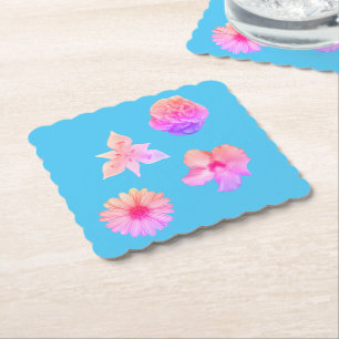 Pastell-Blumenstrauß-Papieruntersetzer Untersetzer
