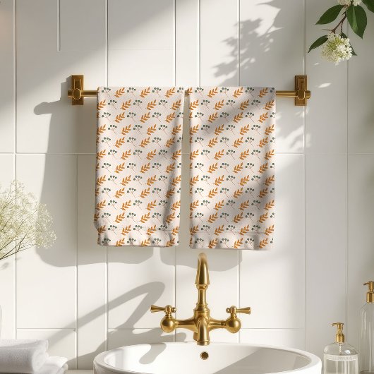 Pastell-Blumentuch 70er Braun Boho Badezimmer Badhandtuch Set