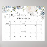 Pastell Blush Bloral Guess Baby Due Date Calendar