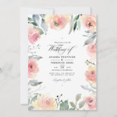 Pastell Blush Pink Bloral Wedding Foto Einladung (Vorderseite)