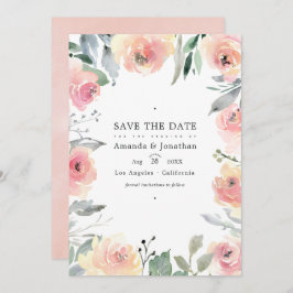 Pastell Blush Pink Bloral Wedding Foto Save The Date