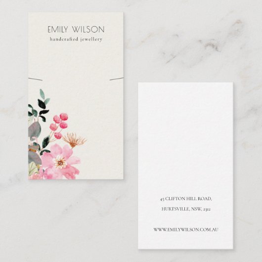 Pastell Blush Pink Blumenstanze Nekklasseanzeige Visitenkarte (Vorne/Hinten)