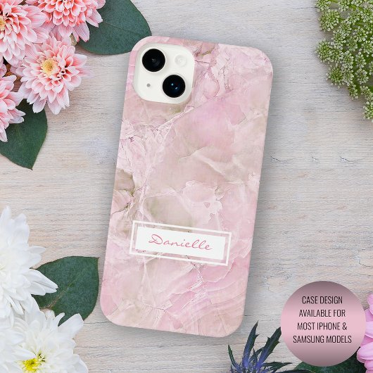 Pastell Blush Pink Gray Agate Marble Art Muster iPhone Hülle