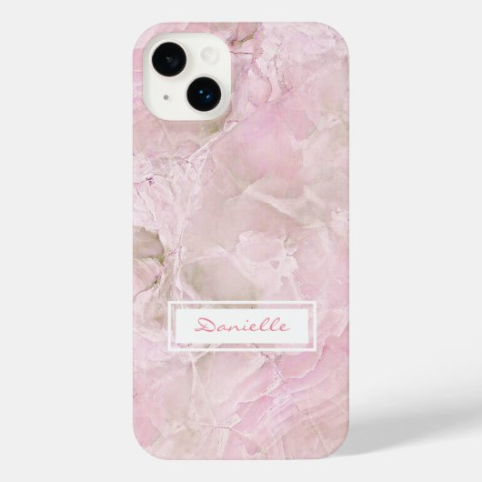 Pastell Blush Pink Gray Agate Marble Art Muster iPhone Hülle (Rückseite)