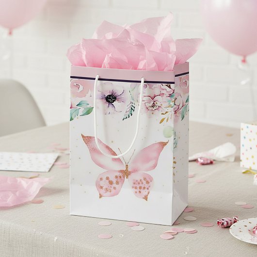 Pastell, Blüten und Schmetterlinge Mittlere Geschenktüte