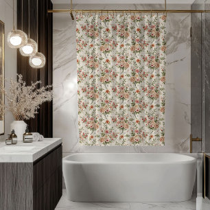 Pastell-Blüten-Vorhang –Shabby-Chic-Badezimmer-Akz Duschvorhang