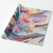 Pastell-Blüten-Wirbel Geschenkpapier (Ungerollt)