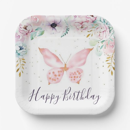 Pastell Blütenbaby Geburtstagsparty Pappteller (Vorderseite)