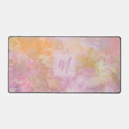 Pastell-Boho-Blumenmuster-Schick-Script-Monogramm Schreibtischunterlage