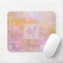 Pastell-Boho-Blumenmuster-schickes Monogramm Mousepad