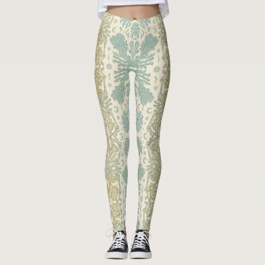 Pastell-Boho-Korallen-Mandala Leggings (Vorderseite)