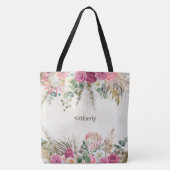 Pastell-Boho-Neutrales-Floral-Monogramm Anfangsbuc Tasche (Vorderseite)