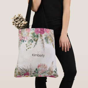 Pastell-Boho-Neutrales-Floral-Monogramm Anfangsbuc Tasche