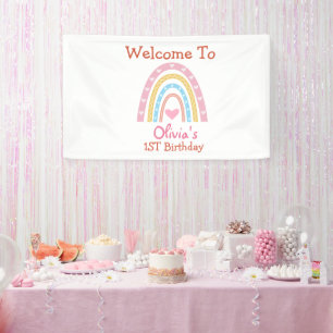 Pastell Boho Regenbogen Mit Herzen Geburtstags Wil Banner