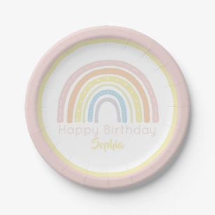 Pastell Boho Regenbogen Pappteller