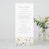 Pastell-Boho-Wildblumen-Hochzeitsprogramm Programm (Stehend Vorderseite)