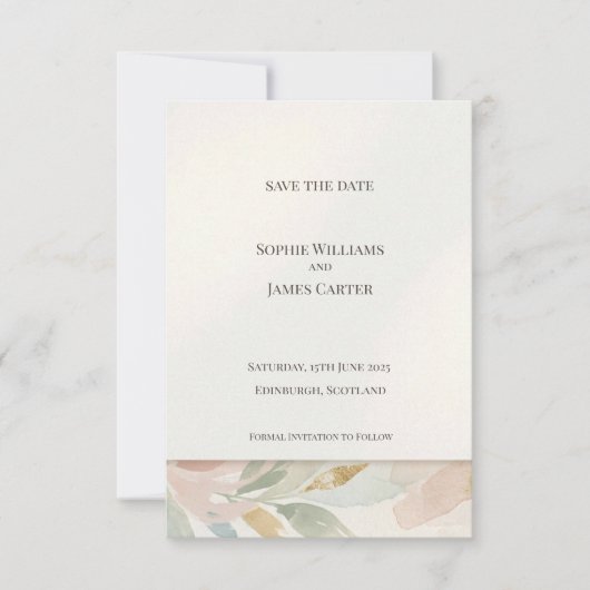 Pastell Botanische Save-The-Date-Karte Save The Date (Vorderseite)