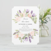 Pastell Botanische Tulissen Save The Date (Stehend Vorderseite)