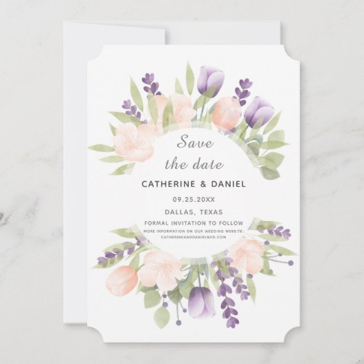 Pastell Botanische Tulissen Save The Date (Vorderseite)