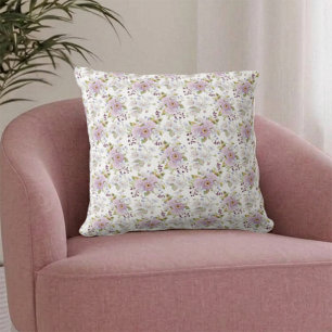 Pastell-Botanische Wildblumen-Wasserfarben-Blumen- Kissen