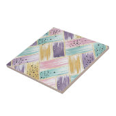 Pastell Brushstroke & Gold Crisscross Abstrakt Fliese (Seite)