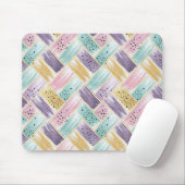 Pastell Brushstroke & Gold Crisscross Abstrakt Mousepad (Mit Mouse)