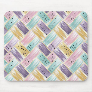 Pastell Brushstroke & Gold Crisscross Abstrakt Mousepad