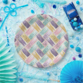 Pastell Brushstroke & Gold Crisscross Abstrakt Pappteller (Party)