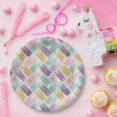 Pastell Brushstroke & Gold Crisscross Abstrakt Pappteller (Party)