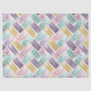 Pastell Brushstroke & Gold Crisscross Abstrakt Seidenpapier