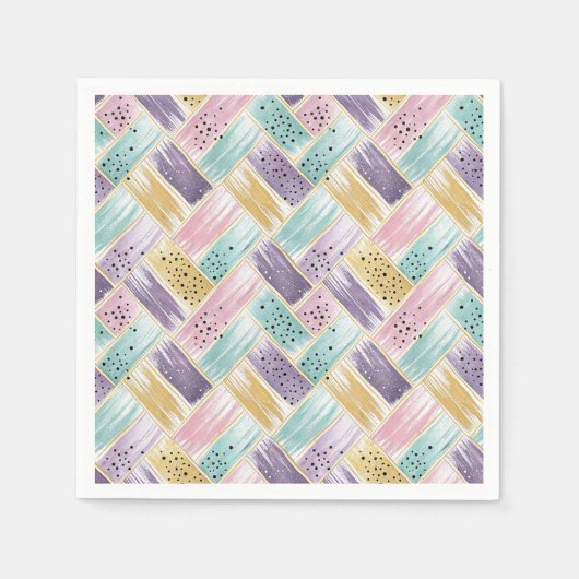 Pastell Brushstroke & Gold Crisscross Abstrakt Serviette (Vorderseite)