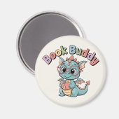 Pastell Buch Kumpel Lesedrache Magnet (Vorderseite/Rückseite)