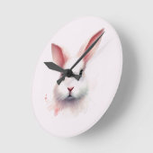 Pastell Bunny Face Pink Wall Clock Runde Wanduhr (Winkel)